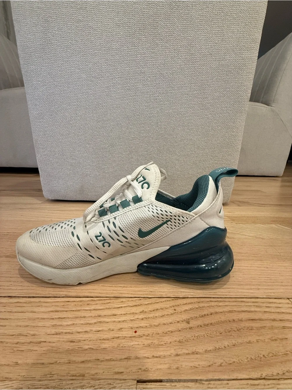 Nike Kids Air Max 270 React White Teal Lace-Up Sneakers